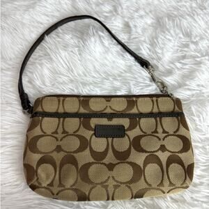 COACH Brown Signature Canvas Wristlet